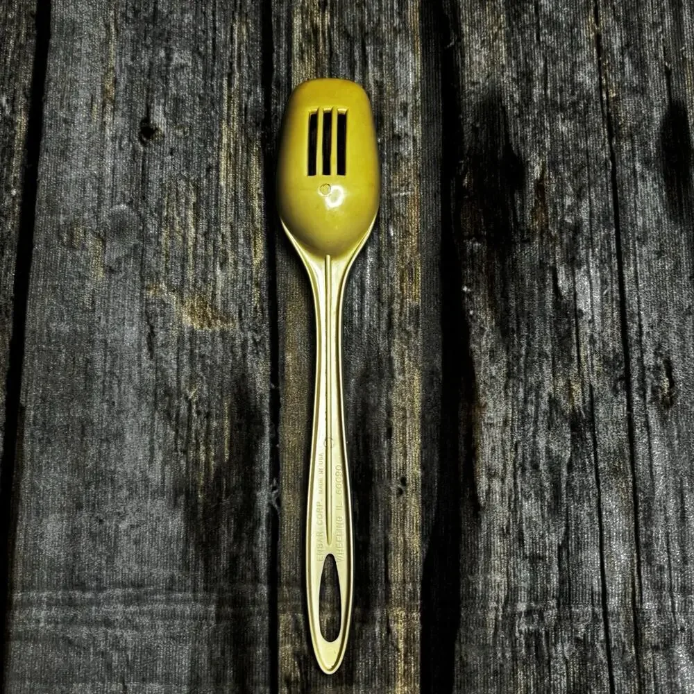 Vintage Ensar Corp Nylon Plastic Slotted Spoon Made USA Tan